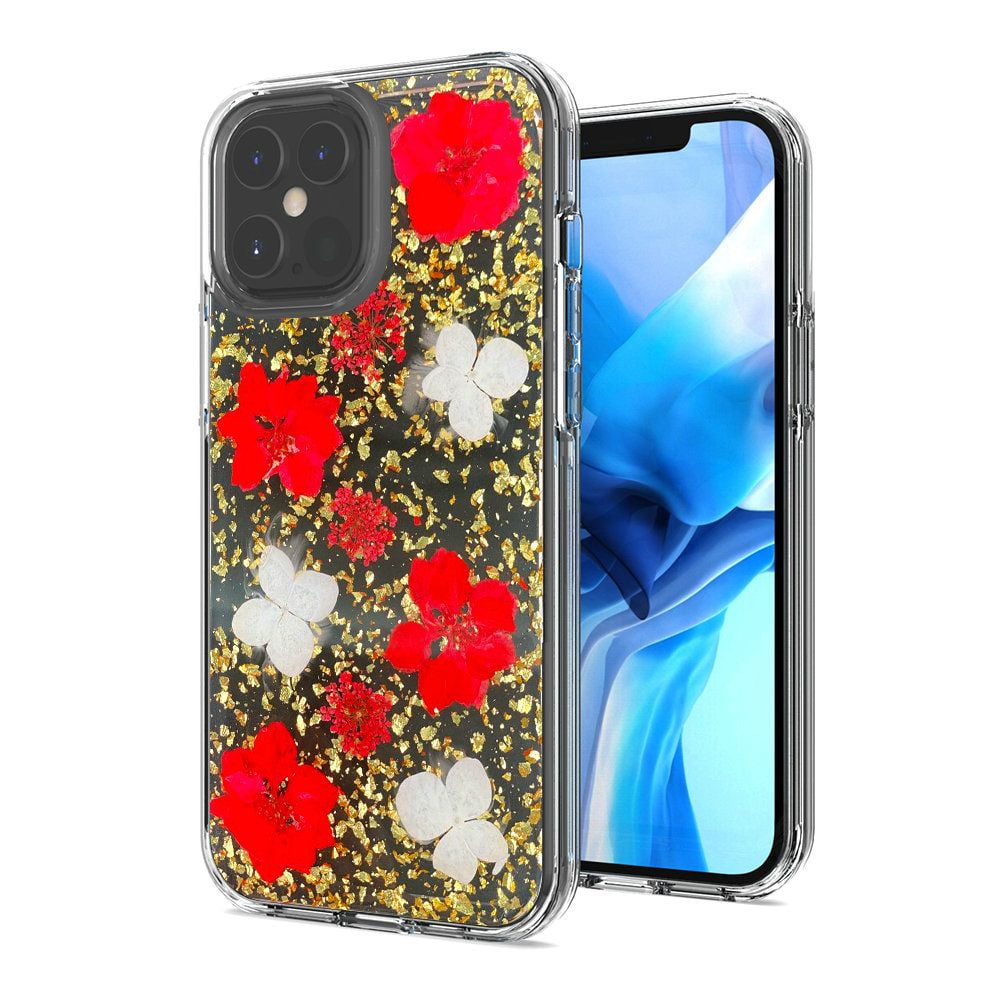 Apple Iphone 12 Pro Max 6 7 Case Fashion Natural Flower Glitter Foil Flakes Bling Sparkle Hard Tpu Back Clear Xpm Phone Cover For Iphone 12 Pro Max Red Gold Walmart Com
