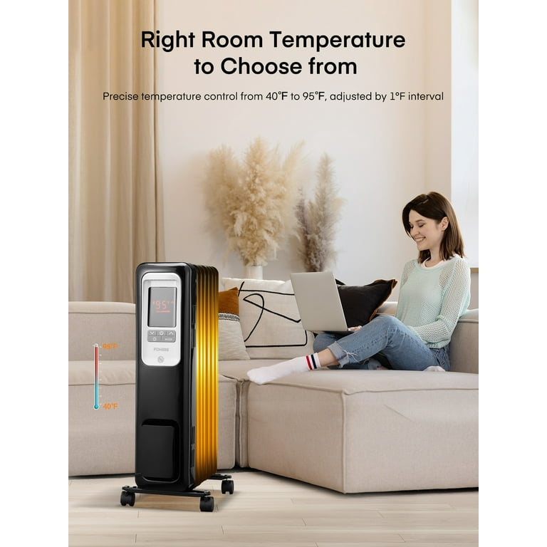 FOHERE Oil Filled Radiator Heater for Indoor Use Large Room, Safe