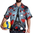 thumbnail image 4 of Eiffel Tower Valentine's Day Men's Short Sleeve Poplin Shirt, Casual Button Down Shirts, Printed Summer Beach Shirt, Unisex Casual Button Down Top, 4 of 6