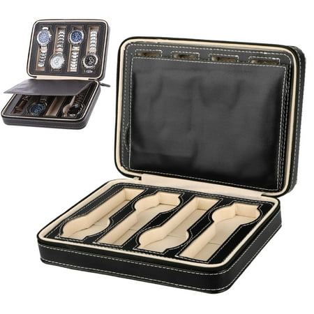 1 Watch Travel Case TSV Portable 8 Grids Travel Wrist Watch Box PU Leather Storage Case Organizer Pouch ()