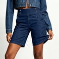 thumbnail image 2 of Womens Jean Shorts High Waisted Denim Bermuda Shorts Pull On Elastic Waist Summer Casual Stretchy Denim Jorts, 2 of 5