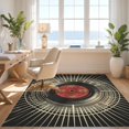 thumbnail image 3 of Design&I 6'x9' Washable Area Rug Circle Retro Nostalgic Phonograph Record Round Sunburst Vinyl for Dining Room, Under Table, Office, Snag-Free, 3 of 7