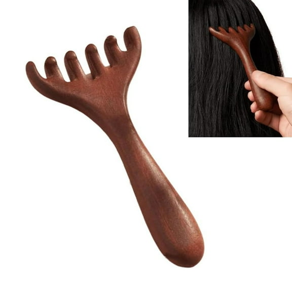 Six-Claw Meridian Massage Comb, Head Meridian Massage Comb, 2025 Upgrade Manual Hair Scalp Massagers, Anti-Static Natural Wooden Wide Tooth Six-Claw Gua Sha Tool