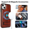 thumbnail image 6 of for iPhone 14 Plus PU Leather Back Case, Built-in Invisible Stand [Compatible with Magsafe] Protective Slim Kickstand Anti-fall Phone Cover Compatible with iPhone 14 Plus, Brown, 6 of 8