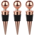 thumbnail image 1 of Paquete de 3 corchos de vino, corchos de vino de plástico, corchos de vino reutilizables para regalos, bares, fiestas navideñas, bodas que mantienen el vino fresco (oro rosa), 1 of 5