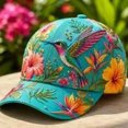 thumbnail image 2 of Hat for Women Garden Morning Baseball Cap, Adjustable Cotton Hummingbird Floral Bird Print Baseball Birds Cap Breathable Lightweight, 2 of 6