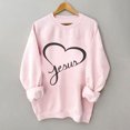 thumbnail image 5 of Tarmeek Long Sleeve Jesus Shirts for Women Fashion Loose Round Neck Pink Christan Sweatshirts Jesus Faith Pullover Casual Womens Tops Pink, 5 of 5