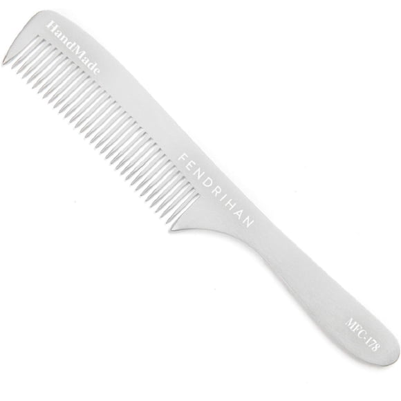 Fendrihan Peine de peluquería de dientes finos de metal resistente con mango (6,8 pulgadas)