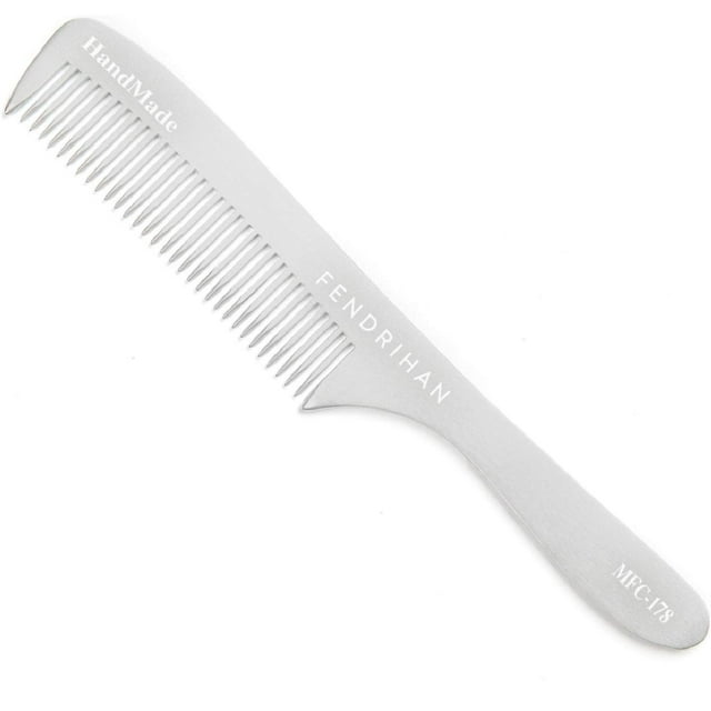 Fendrihan Peine de peluquería de dientes finos de metal resistente con mango (6,8 pulgadas)