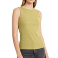 thumbnail image 2 of Womens Sleeveless Racerback High Neck Casual Basic Cotton Ribbed Fitted Tank Top with High Round Neck and Slim Fit Green XL, 2 of 6