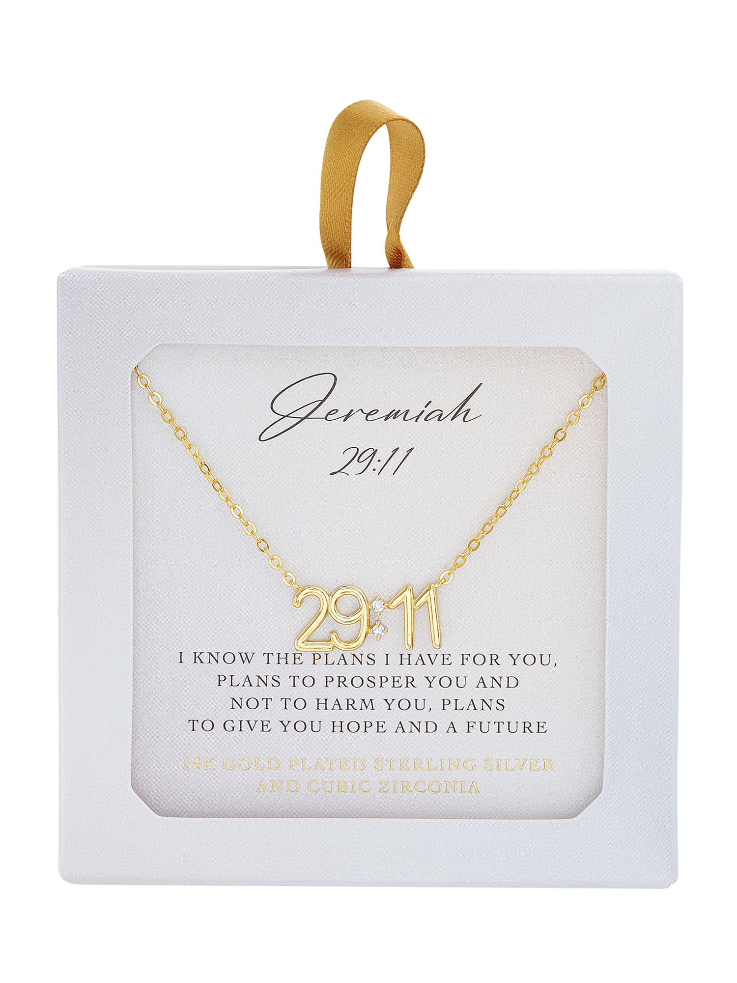 Brilliance Fine Jewelry Sterling Silver 14K Gold-Plated Bible Verse Jeremiah 29:11 16"+2" Necklace