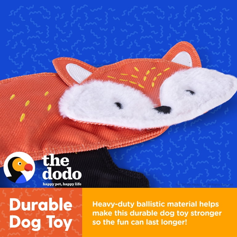 The Dodo Stuffing Free Flat Crinkle Red Fox Dog Toy Durable No