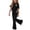 Black, variant on Girls Floral Clothing Set Teen 2 Piece Outfits Crewneck Oversized Short Sleeve Tops Flare Pants Sets School Loose Gray 9-10 Years