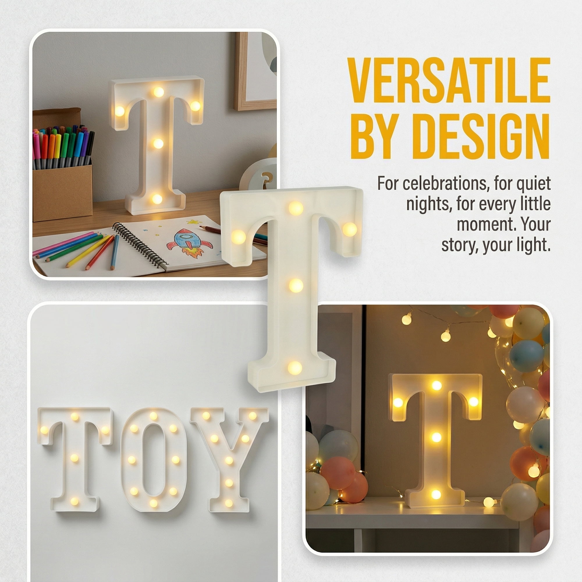 Unique Bargains Marquee Letters LED Light Up Signs Letter T 5.5"L x 1.3"W x 8.1"H