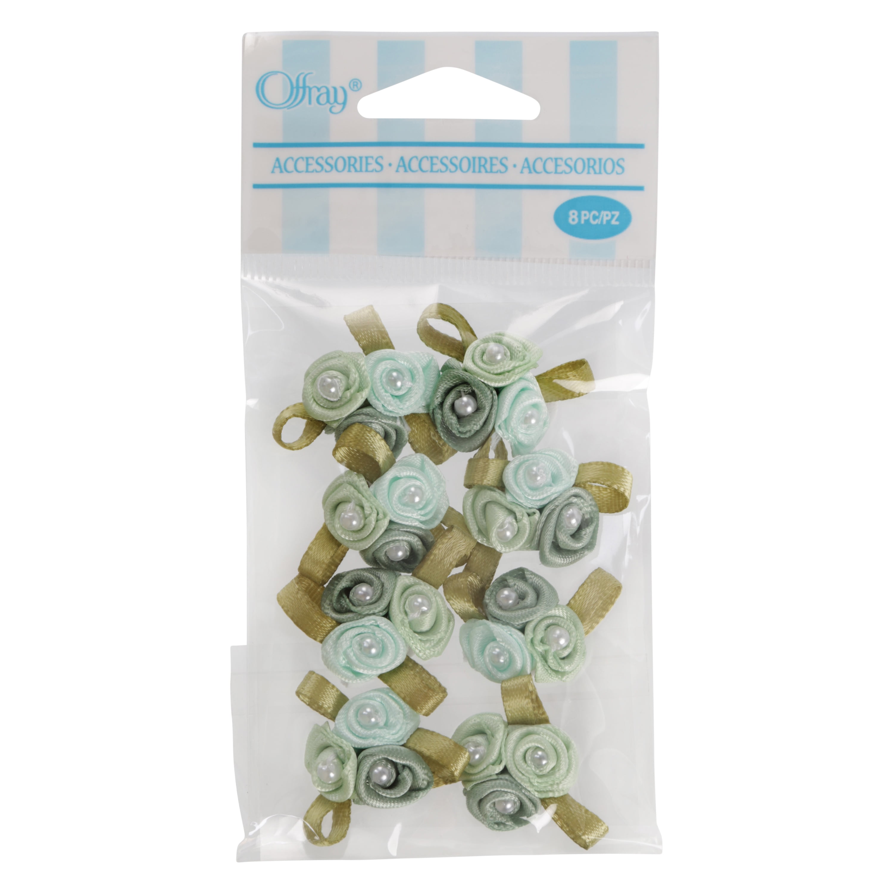 Offray Ribbon Accessories 1Inch Mint Green TriColor Ribbon Rose