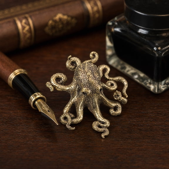 ETEREAUTY Brass Octopus Figurine Sea Creature Desktop Ornament in Assorted Colors Decorative Home and Office Decor