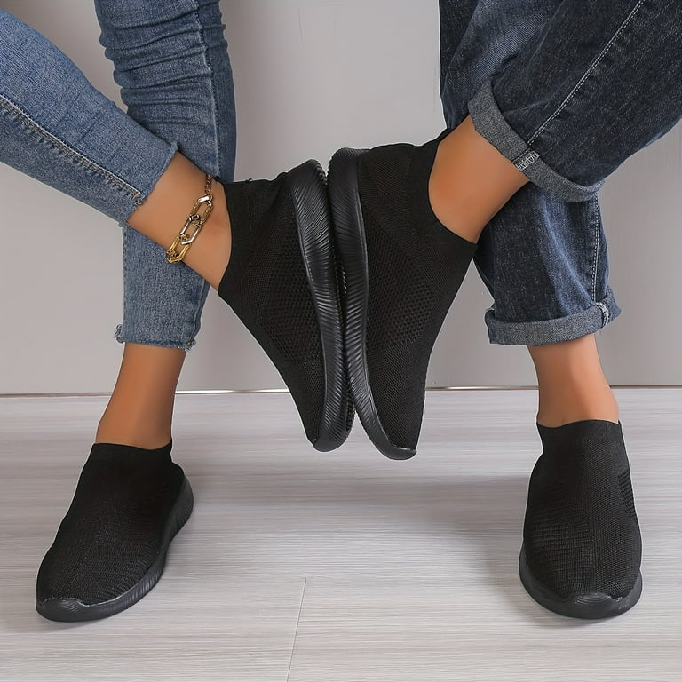 Women s Breathable Knitted Slip On Sock Sneakers Casual Low Top Running Trainers