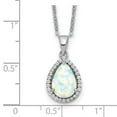thumbnail image 3 of 925 Sterling Silver Necklace with Pendants Chain Rhodium Polished Simulated Opal & CZ 18 inch, 3 of 3