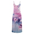 thumbnail image 4 of GaThRRgYP Summer Clearance Womens Dresses,Womens Sling Dress Summer Sleevess Printed V Neck Sexy Casual Long Maxi Dress Purple XXXXXL, 4 of 5