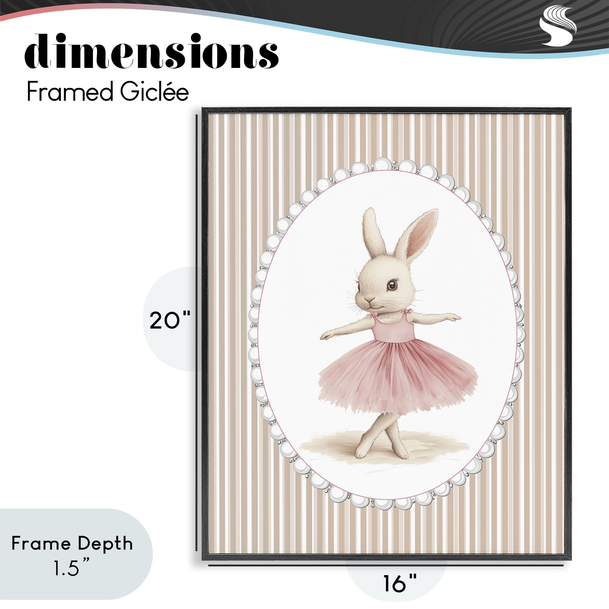 Stupell Industries Woodland Dancer Bunny Black Framed Giclee Art, design by Christine Simpson Art
