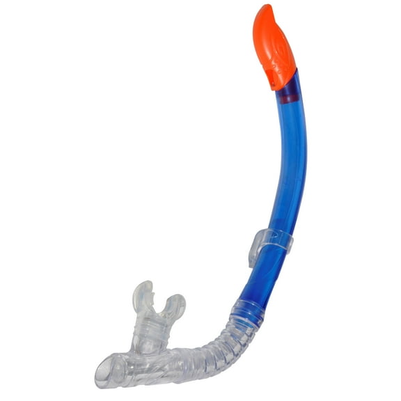 Swimline Dry Top Silicone Snorkel with Purge Valve – 17" - Blue & Orange