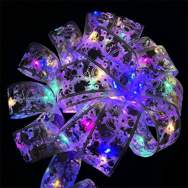 Easter Decoration LED Ribbon Lights Easter Tree Ornaments DIY Lace Bow String Lights Decoration