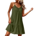 thumbnail image 2 of XiYing Robe pour Femme, Robe d'Été en Lin à Bretelles Spaghetti pour Femme, Sans Manches Ajustable, Ourlet à Volants, Plage, Vacances, Décontractée, Coupe Ample, S-TTG, 2 of 9