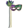 Mardi Gras Party Stick Mask, 16.75" x 7"