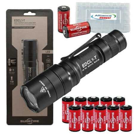 SureFire EDCL1-T Handheld Flashlight Everyday Carry Light EDC 500 Lumen w/ 12 Extra Surefire CR123 and 3 Alliance Gadget Battery
