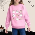 thumbnail image 4 of Girl Long Sleeve Sweatshirt New Children Halloween Sweatshirts Girls Oversized Long Sleeve Pullover Tops Cute Ghost Graphic Crewneck Shirts Pinky 5 Y, 4 of 6