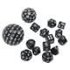 thumbnail image 5 of Juego de 15 dados poliédricos acrílicos D3 a D100 para juegos de mesa, juegos de rol, suministros para fiestas, palabras en blanco y negro., 5 of 14