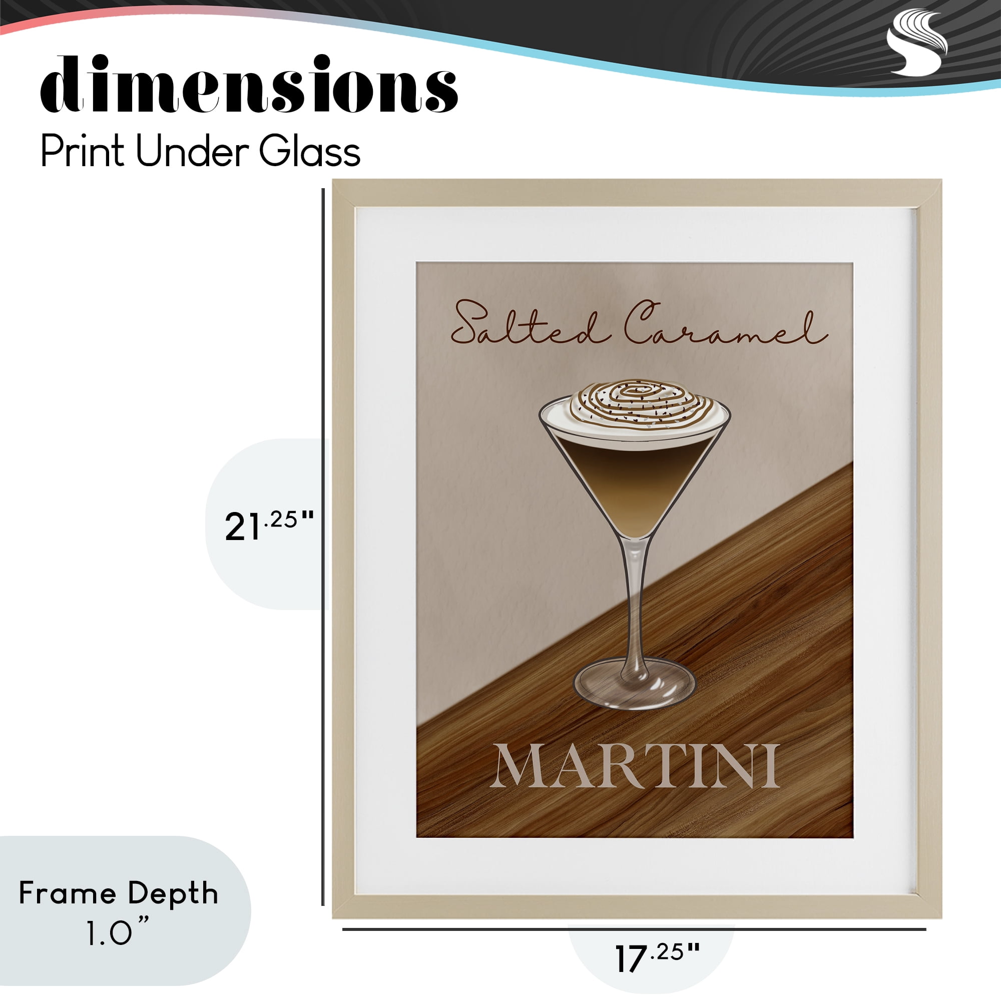 Stupell Industries Salted Caramel Martini Birch Framed Print Under Glass, design by Marcus Prime