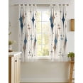 thumbnail image 4 of Brown Green Diamond Sheer Curtains 45 Inch Length 2 Panels Set for Living Room/Bedroom, Modern Geometric Middle Century Beige Kitchen Curtains Grommet Semi-Sheer Curtains Window Treatments 42"x45"x2, 4 of 7