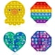 thumbnail image 1 of Pop Fidget, Push Pop Bubble Fidget Sensory 4 Pack, Fidget S, Silicone Stress Anxiety Reliever S para autismo Necesidades especiales (pulpo+corazón+octágono+estrella, amarillo+verde azulado) Xemadio WMCH-431, 1 of 7