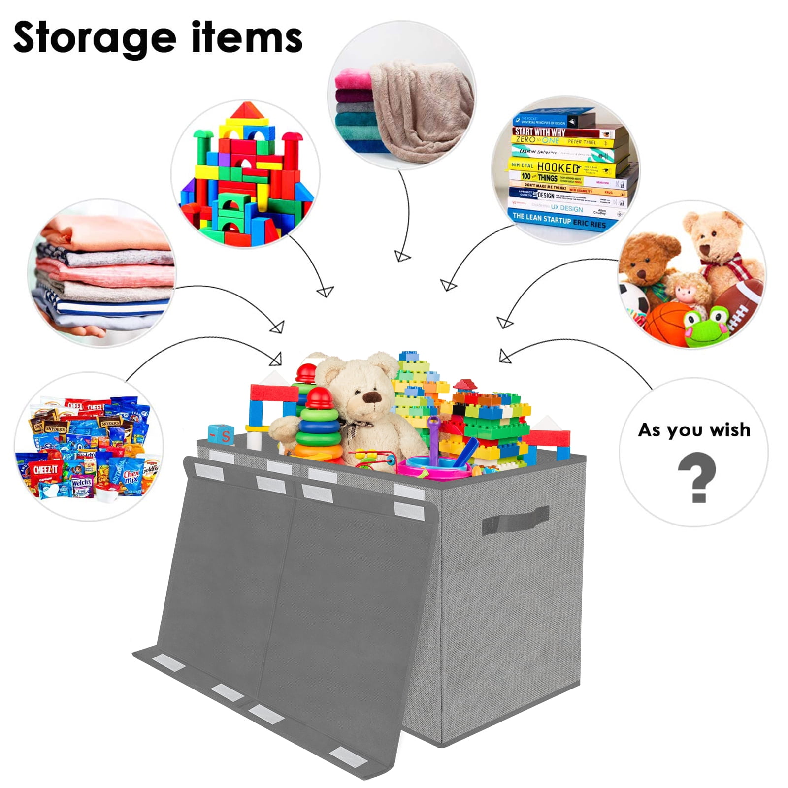 Toy Box Chest Storage Organizer for Boys Girls - Large Kids Collapsible Toy Bins Container