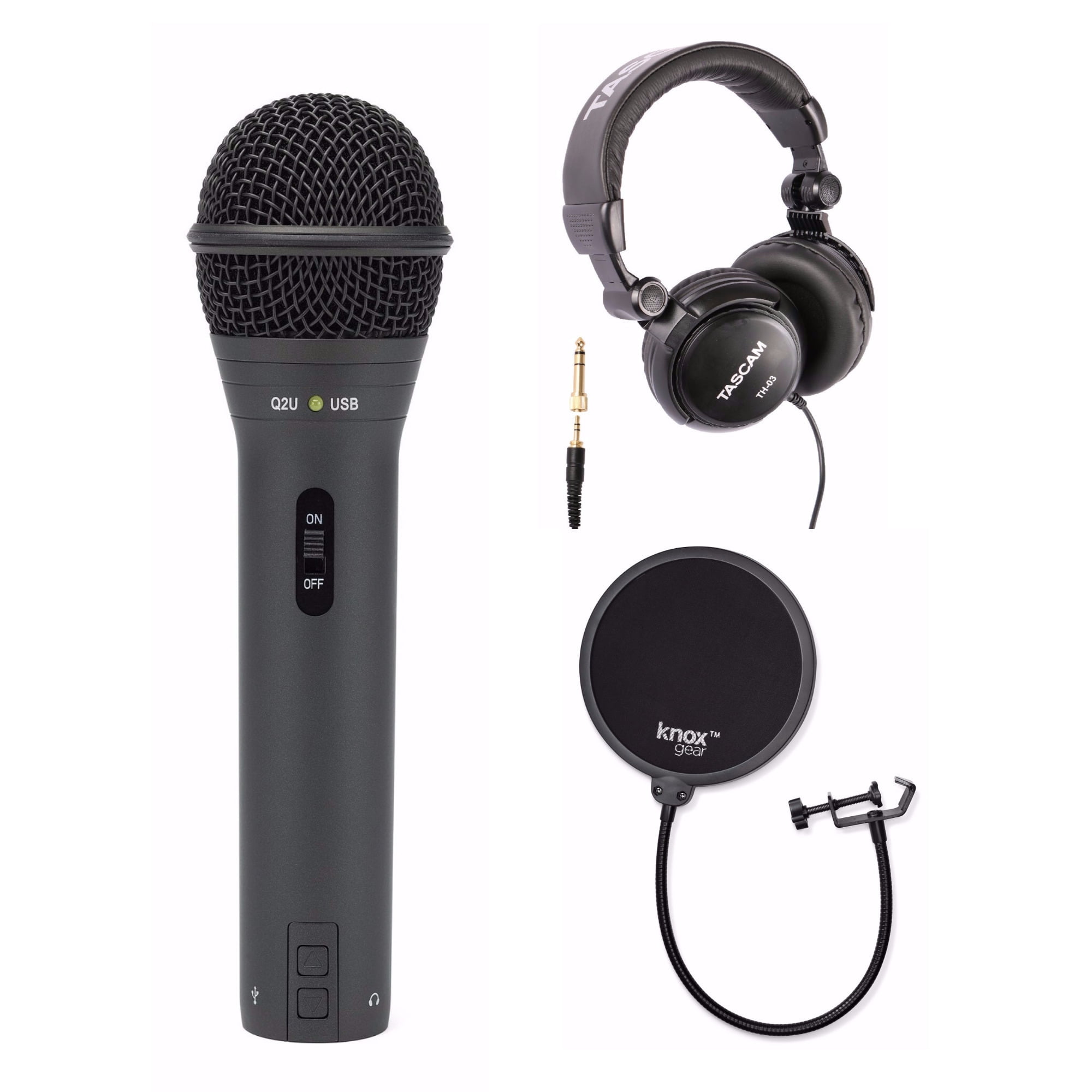 Samson Q2U Black Handheld Dynamic USB Microphone with Pop Filter and