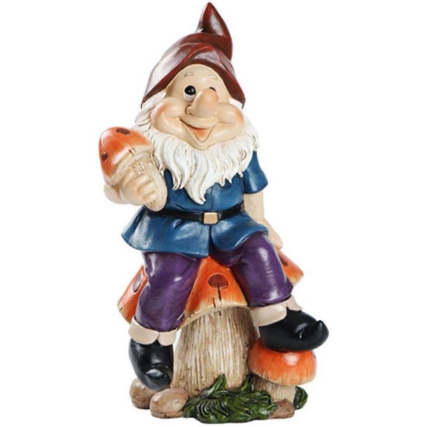 Garden Gnome - Traditional Hand Painted Garden Gnome, Funny Humorous Garden Gnome For Outdoors, Height 19cm