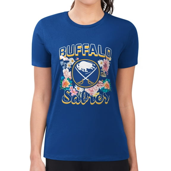 Women's G-III 4Her by Carl Banks Royal Buffalo Sabres Super-Slim Fit Lightweight Flower Logo T-Shirt