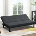 thumbnail image 6 of Aukfa Modern Futon Convertible Sofa Bed for Home Office, Tufted Back, Linen, Black Gray, 6 of 14