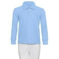 thumbnail image 4 of AKA Boys Wrinkle Free Polo Shirt Long Sleeve - Pique Chambray Collar Comfortable Quality Aqua 7, 4 of 20