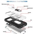thumbnail image 3 of Dteck Case for iPhone 16 Plus with Slide Lens Cover, Shockproof Finger Ring Holder Stand, Military Grade Drop Protection fit Magnetic Car Mount for iPhone 16 Plus,White+Black, 3 of 11