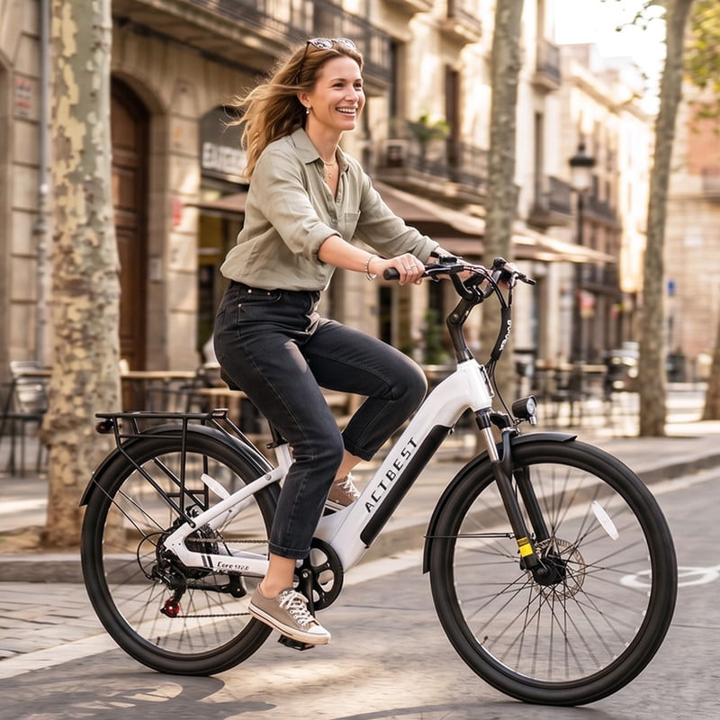 Electric Bike for Adults,over 1200W Peak Motor Ebike,Up to 55Miles,over 20MPH E Bicycle,7-Speed with Free Lock,(Blue)