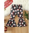 thumbnail image 6 of Suealasg Little Girl Christmas Outfits Clothes 1T 2T 3T 4T 5T 6T Kids Girls Long Sleeve Crew Neck T-Shirts Tops Santa Print Flare Pants Scarf 3Pcs Christmas Party Clothing for Children Girl, 6 of 9