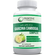 Pristine Foods Garcinia Cambogia 1300mg, Weight Loss Pills - 60% HCA Pure Extract, Appetite Suppressant, Fat Burner for Men and Women - 60 Capsules