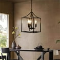 KUDOSALE 16" 3Light Farmhouse Lantern Chandelier, Bird Cage Entry