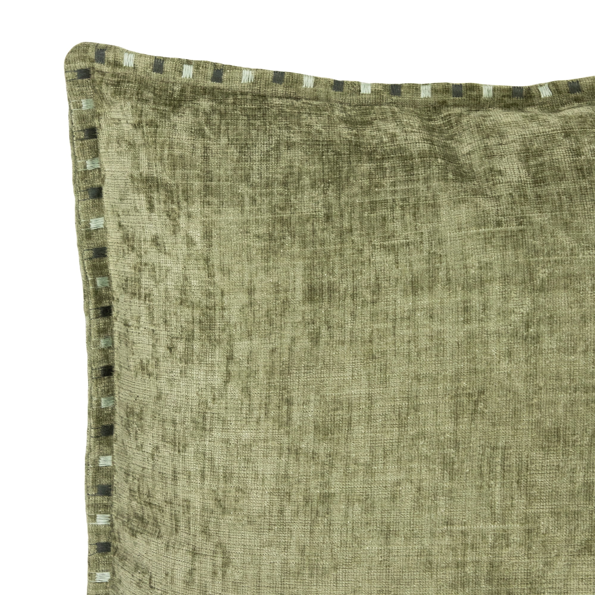 Chenille Throw Pillows with Short Satin Hem Stitching - 18" x 18" - Green - Set of 2