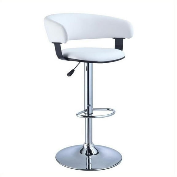 Kingfisher Lane 34.63"-41" Adjustable Bar Stool in White and Chrome