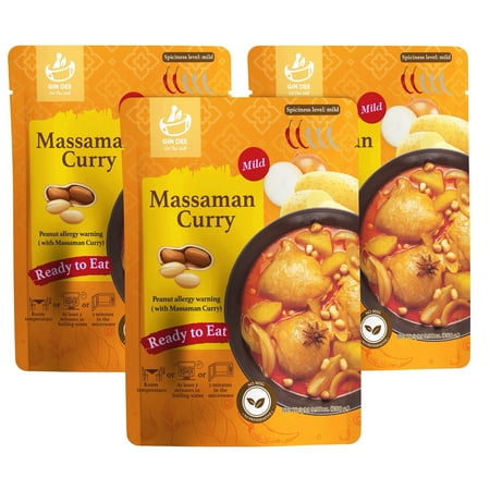 Thai Massaman Curry (3 Packs) - 9.9 Oz./ea -Ready to Eat - Easy Preparation - Non GMO - No MSG - No Preservation - No Meat