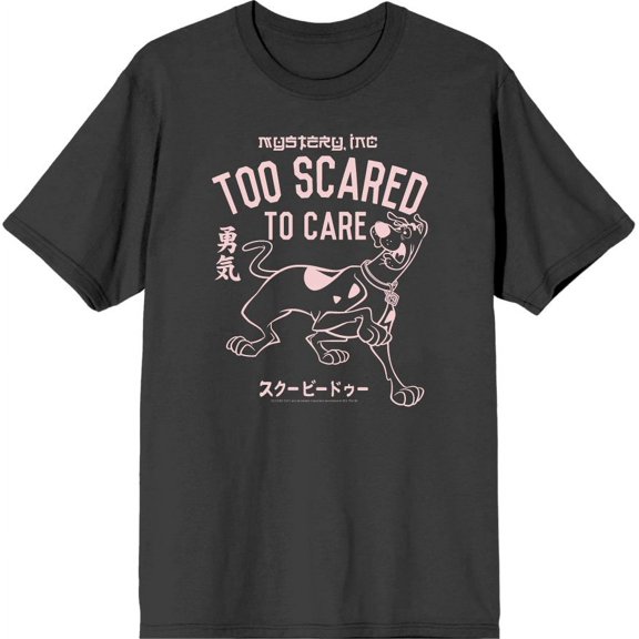 Scooby-Doo Too Scared To Care Men's Charcoal Crew Neck Short Sleeve Tee-Medium