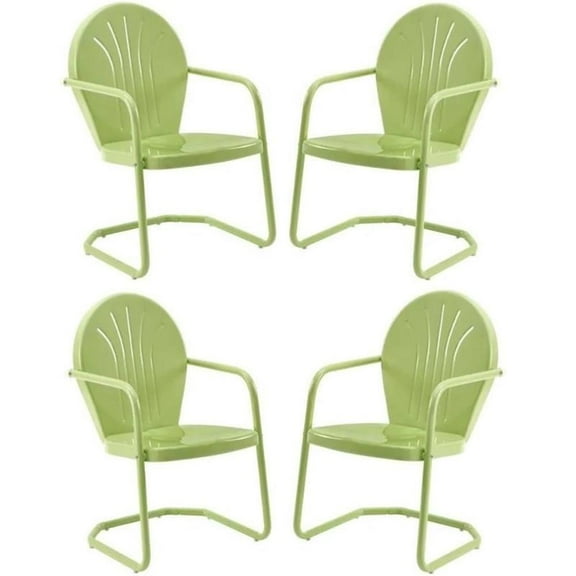 Home Square Griffith 4 Piece Metal Patio Chair Set in Key Lime